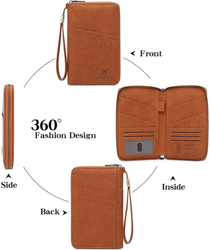 Passports Holder Travel Wallet with Rfids Blocking Document Organizers Case Holds Passports, Cards, Tickets, Cash Women Men Trav