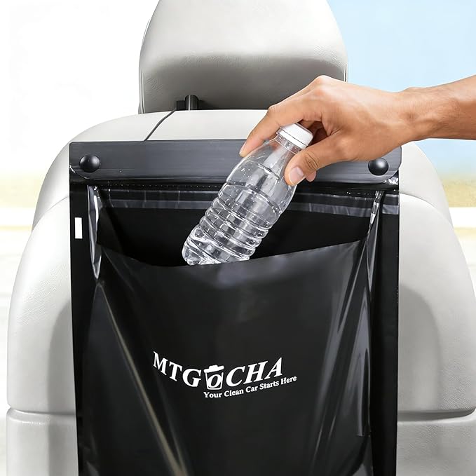 Disposable Car Trash Bags Hanging (Set of 40) - Leak-Proof, Smell-Proof, 18 x 12Inches Recycled Car Garbage Bags, Automobile Trash Container, Road Trip Essentials, Black-Large