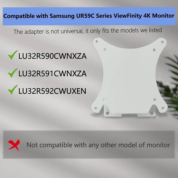 UR59C vesa Mount Adapter is Only Compatible with Samsung UR59 Series ViewFinity 4K Monitor（Fits U32R590, U32R591, U32R592 UR59C Monitorï¼?(White)