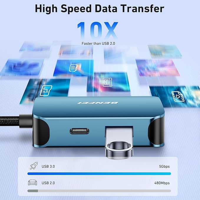 BENFEI USB C HUB 4-in-1, USB Type-C to HDMI VGA Adapter, USB C to USB Adapter, USB Type-C Power Delivery, Compatible with iPhone 15 Pro/Max, MacBook Pro/Air 2023, iPad Pro, iMac, S23, XPS 17
