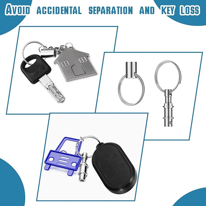 Yinkin 30 Pack Quick Release Keychain Detachable Pull Apart Key Rings Spring Split Snap Lock Holder Key Accessory