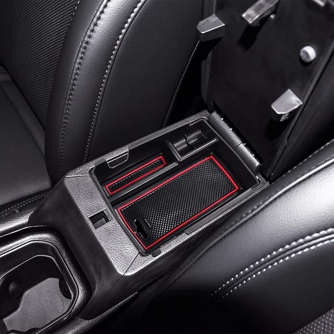 TACOBRO Center Console Organizer Tray Compatible with Jeep Compass 2022 2023 2024 2025 Accessories Insert Armrest Glove Box Secondary Storage Divider ABS Materials，Red