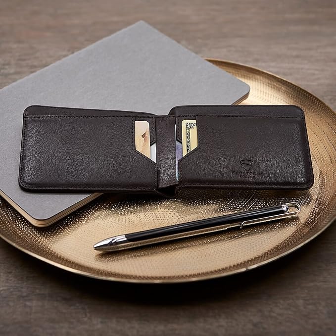Vaultskin MANHATTAN Slim RFID Blocking Bifold Leather Wallet for Men - Men’s Leather Wallet, Front Pocket Minimalist Card Holder, Holds 9 Cards and Cash, Premium Italian Leather