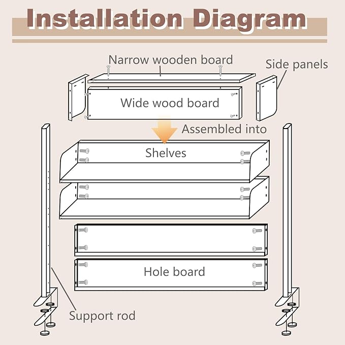 Clamp On Desk Organizer Shelf,White Desk Extender Pegboard Workstation,Computer Desk Accessories for Office, Desktop Shelving System,Desktop Bookshelf Storage Shelves for Desk,23.6in
