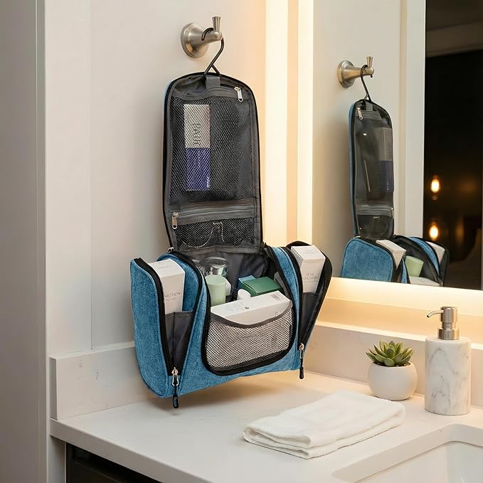 Bago Travel Toiletry Bag for Women and Men - Large Waterproof Hanging Large Toiletry Bag for Bathroom and Travel Bag for Toiletries Organizer -Travel Makeup Bag (SnowBlue)