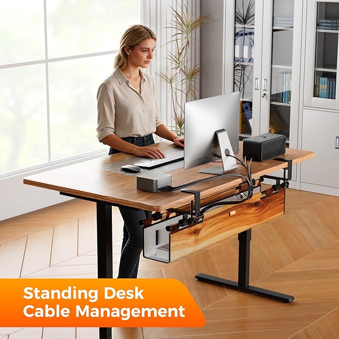 Cable Management Tray Under Desk , 38" No Drill Cable Organizer with Clamp/Screw Mount,Wire Cord Organizer for Table, Cable Tray for Office, Home