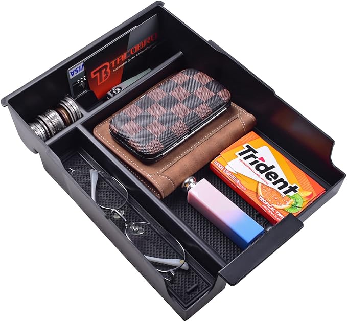 TACORBO Center Console Organizer Compatible with Hyundai Palisade 2023 2024 2025 Accessories, Armrest Insert Tray, ABS Black Glove Box Secondary Storage(No Fit Palisade 2020-22), Black