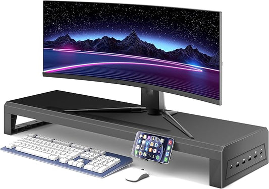 Computer monitor stand Laptop Desk Shelf & Monitor Riser ï¼?7.55 inches,22W charging , 2 USB 3.0 , and 1 USB 2.0ï¼?Monitors/PC/Laptop/Computer Space Saver Organizer ，Heavy Duty Gift Gaming Studio Office (USB Hub Fast Charging Version, 700mm)