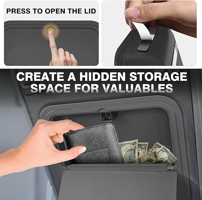 Muslogy Center Console Organizer&Hidden Storage Box Compatible with 2024-2026 GMC Acadia/Chevy Traverse&2025 2026 Buick Enclave Accessories Interior Storage Insert Tray Secret Compartment Coin Holder