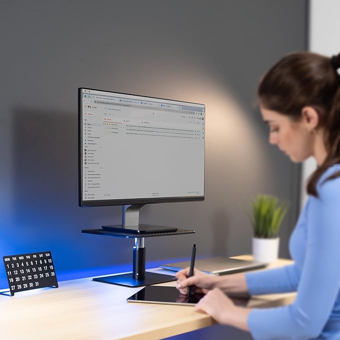 VIVO Universal Height Adjustable Ergonomic Computer Monitor and Laptop Riser Tabletop Desk Stand, Black, STAND-V000SB