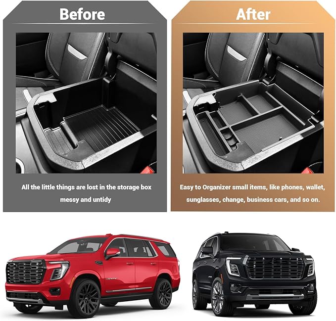 Power Sliding Middle Console Organizer GMC Denali for 2021-2026 GMC Yukon (Denali/Denali Ultimate) Yukon XL GMC Denali 26 Yukon SUV Console Tray Middle Console Arm Rest Organizer Denali Accessories