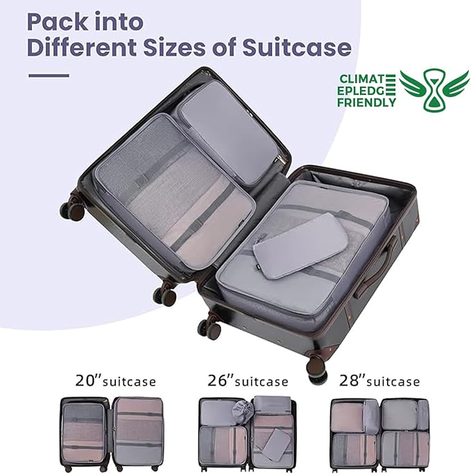 BAGAIL 6 Set/8 Set/10 Set Packing Cubes Various Sizes Packing Organizer for Travel Accessories Luggage Carry On Suitcase
