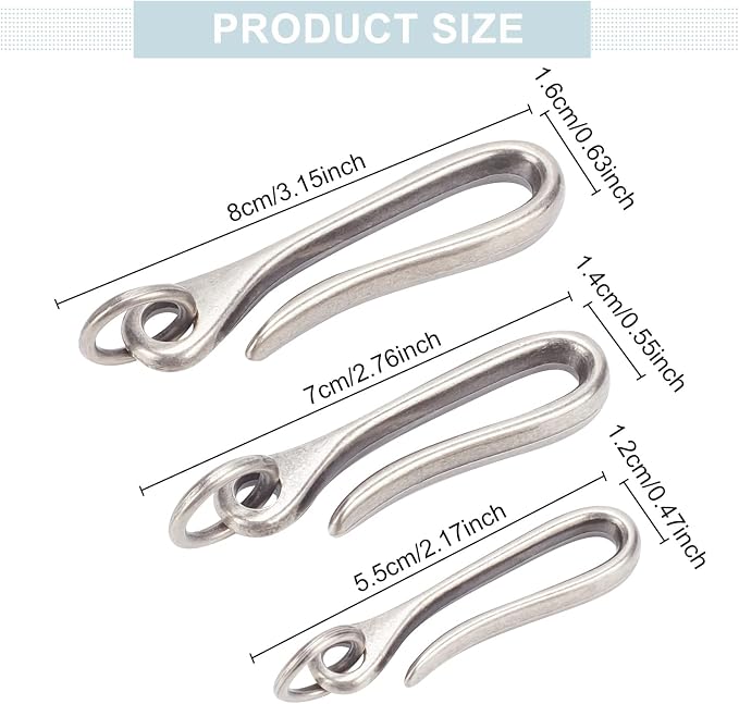 WEBEEDY 6Pcs Japanese Fish Hook Keychain, U Shape Key Hook Car Keychain Key Ring Wallet Holder Belt Clip, 3 Colors