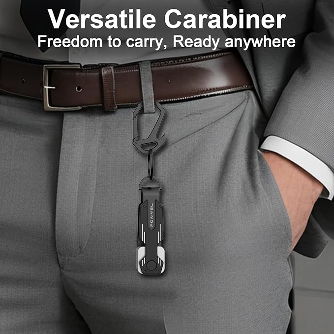 Key Organizer for Keychain, Key Holder with Pocket Clip & Carabiner, Key Rings for Car Keys, Key Case up to 6 Keys