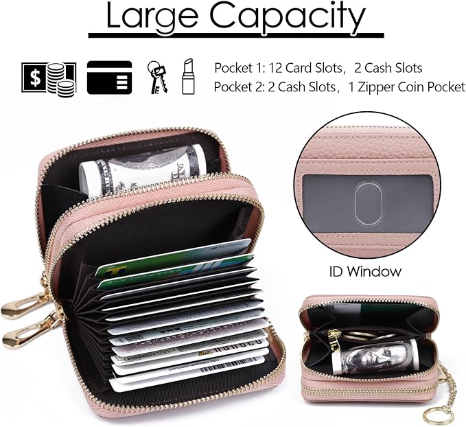 imeetu Rfid Credit Card Holder,Genuine Leather Businese Card Case,Rfid Blocking Wallet for Women & Men
