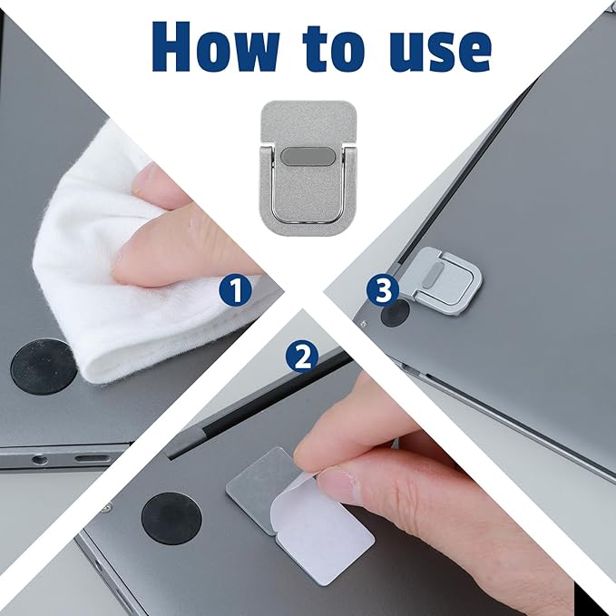 Apausvcm 2Pcs Keyboard Riser, Self-Adhesive Mini Keyboard Stand for Desk Portable Laptop Feet Foldable Keyboards Lift for Most Keyboards (Silver)