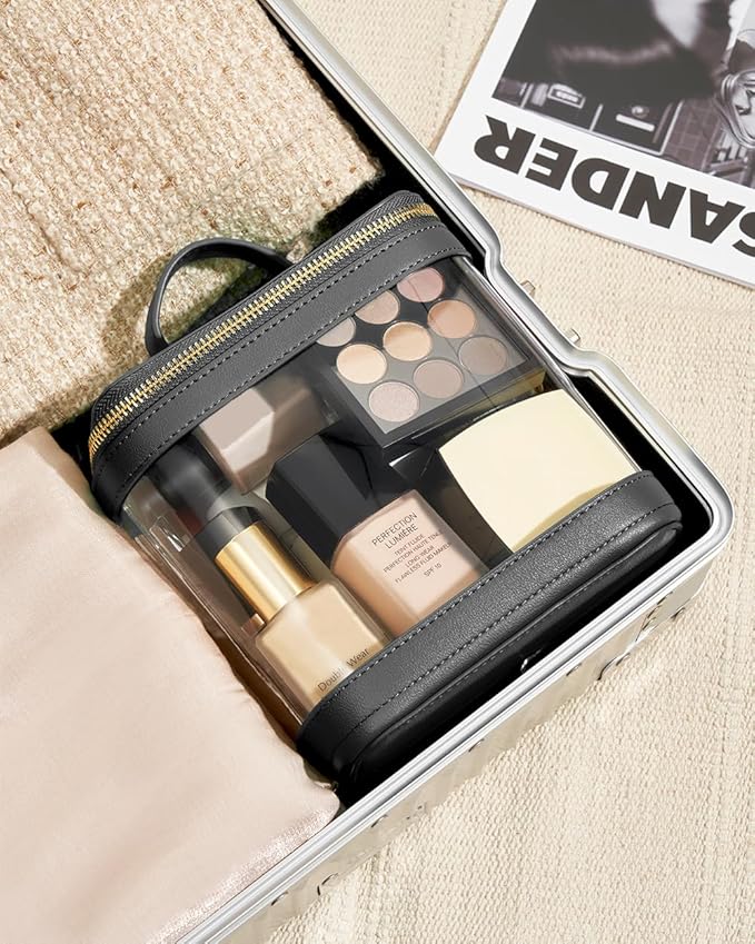 Camdeez ROWNYEON Clear Makeup Case Toiletry Bag Multipurpose Travel Makeup Train Case Portable Cosmetic Organizer Transparent Storage Bag
