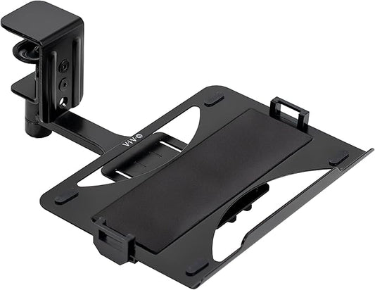 VIVO Clamp-on 12 x 9 inch Rotating Laptop Tray, Extra Sturdy Single Desk Swivel Clamp, Ergonomic Typing, Black, MOUNT-LAP1CB