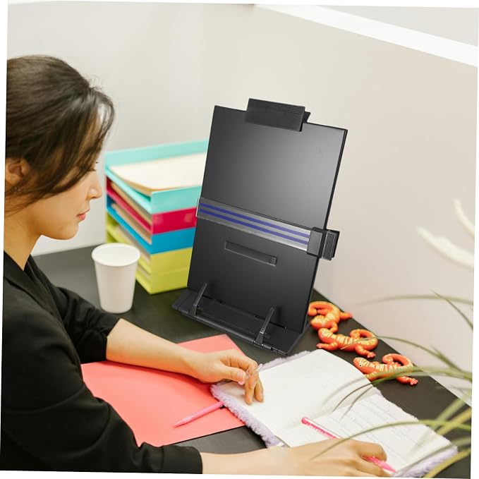 NUOBESTY Adjustable Reading Stand for Desk Metal Document Holder Clip for Typing and Studying Compatible Laptops and Books Office Supplies