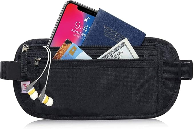 Money Belt Passport Holder for Women Men - Secure Hidden Travel Wallet Fanny Pack with RFID Blocking