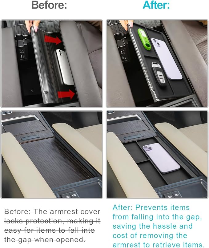 CDEFG Center Console Organizer Tray Compatible with 2021-2025 2026 Toyota Sienna Armrest Anti-Slip Storage Pad, Armrest Lid Nonslip Mat Cellphone Barrier for 4th Gen Toyota Sienna Interior Accessory