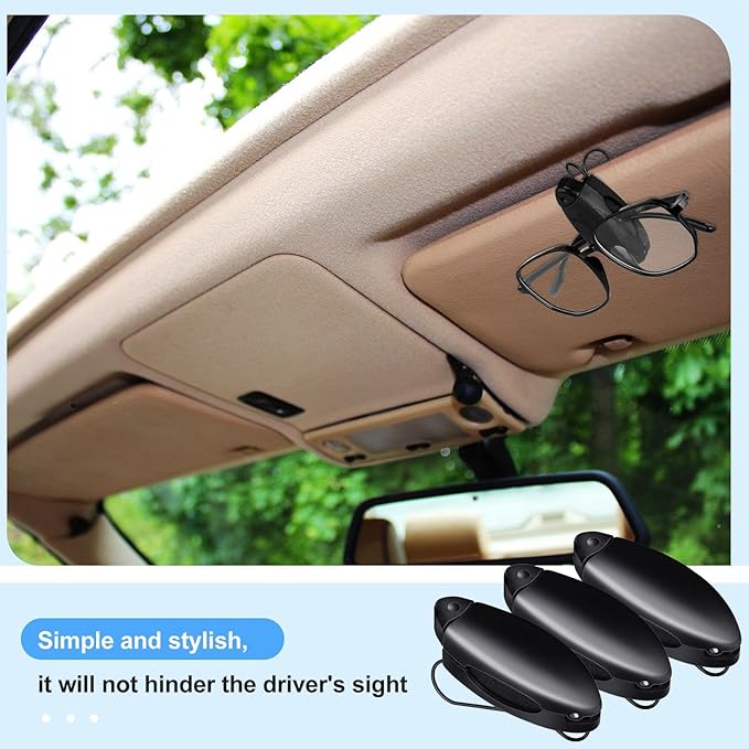 Frienda 10 Pieces Auto Car Vehicle Sun Visor Clip Holder for Sunglasses Glasses Holder Hanger Eyeglasses Mount Ticket Card Clip Car Accessories(Black)