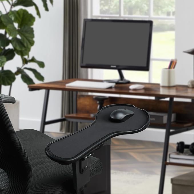 Upgrade Chair arm Mouse pad, Ergonomic Arm Rest Mouse Pads for Chairs and Desk, Adjustable Mouse Tray,Forearms Pressure Relief Computer Desk Extender, Black (Black（YU8351）)