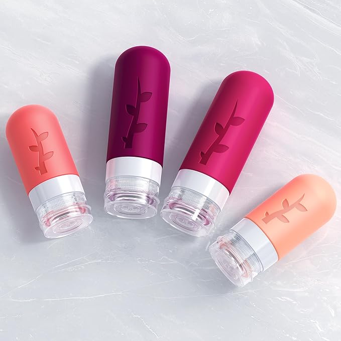 Tocelffe Travel Bottles for Toiletries, Tsa Approved Silicone Containers for Toiletries, Leak Proof Refillable Liquid 3oz 2oz Travel essentials for Shampoo Conditioner Lotion BPA Free
