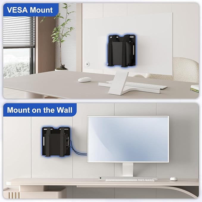 Mini PC Mount for GMKtec, Wall and VESA Mount for GMKtec G3/PLUS, G5, G9, M2 Pro, M3/Plus, M5 PLUS, M6, M7/ Pro, K1, K2, K3 Pro, K6, K7, K7P, K8/ PLUS, K10, K11 Adjustable Mini PC Mount with Screws