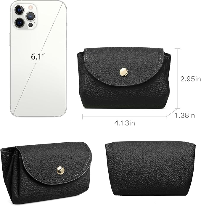 SENDEFN Leather Coin Purse for Women Small 3 Cash Change Pouch Holder Wallets