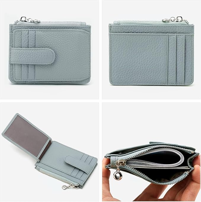 Slim Wallet for Women Genuine Leather Card Holder Thin Womens RFID Blocking Small Wallets