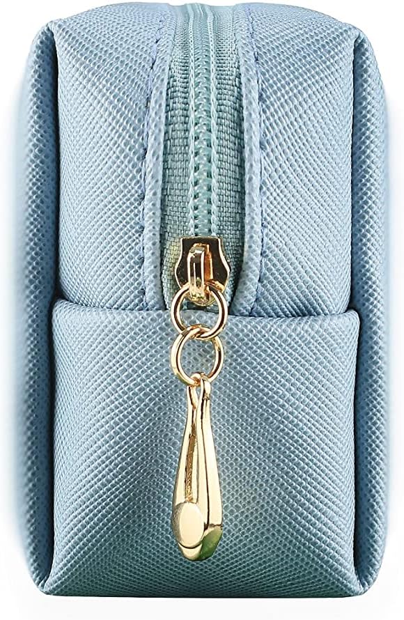 Small Makeup Bag Portable Cosmetic Bag for Women Makeup Pouch Waterproof Toiletry Bag for Travel (Light Blue, Mini)