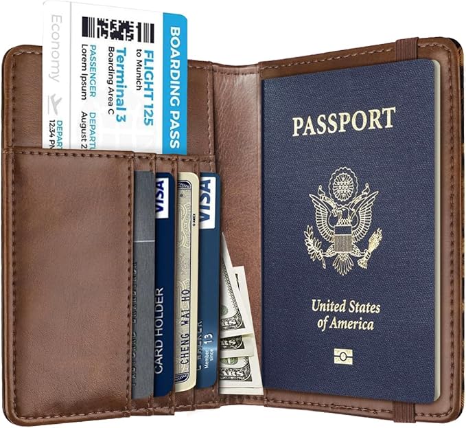 Passport Holder Cover,Traveling Passport Case Cute Passport Wallet for Women, Brown Cow