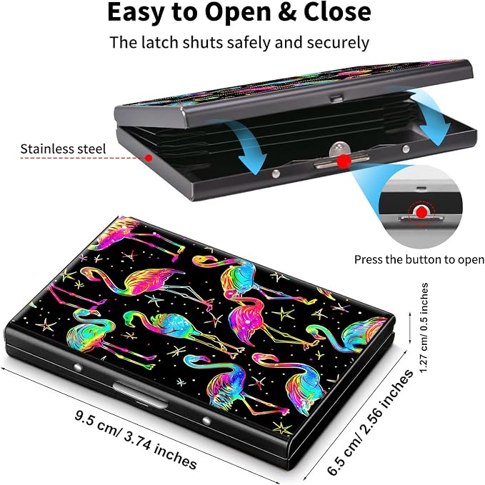 Metal Wallet,Credit Card Holder for Women Men,RFID Blocking Card Holder Wallet Mini Slim Aluminum Wallet ID Case Hard Card Case Business Card Holder Case,Glitter Flamingo