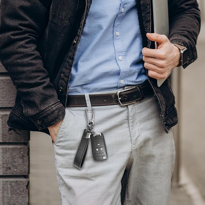 Leather Keychain, Keychain for Car Keys with Anti-Loss D-Ring, Car Key Fob Key Chain for Men and Women