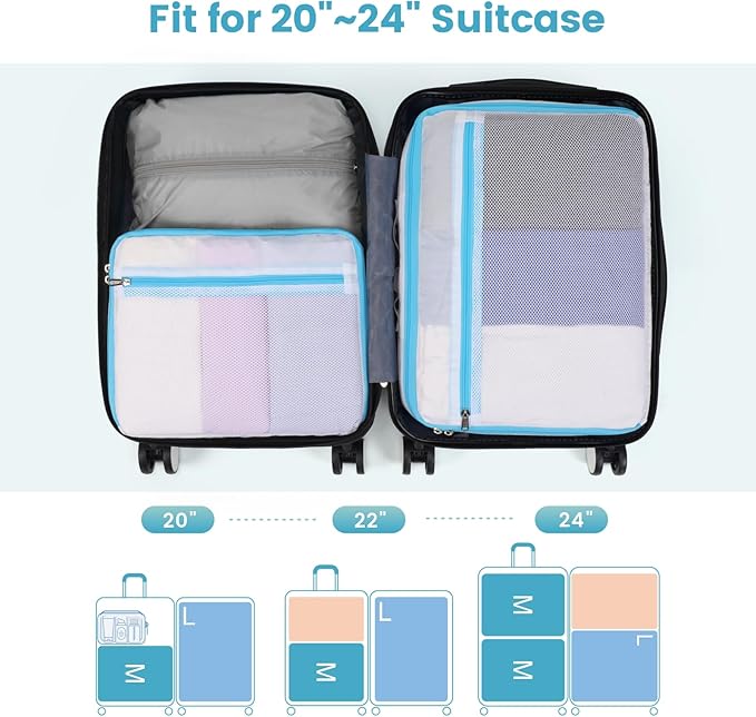 Cambond Mesh Packing Cubes for Travel Women - Lightweight Travel Bags Luggage Packing Organizer Travel Cubes for Suitcase with Handle