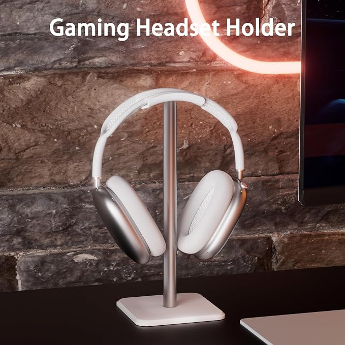Headphone Stand - Headset Stand with Aluminum Hanger, Headphone Holder for AirPods Max, Sony, Bose, Beats and More (White)