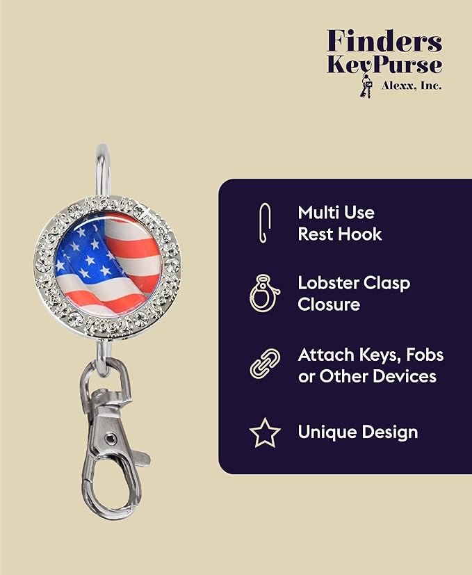 Women’s Bag Charm Key Finder, Car Keychain Hook, Cute Purse Organizer & Tote Bag Accessories, Gifts for Mom - Bling