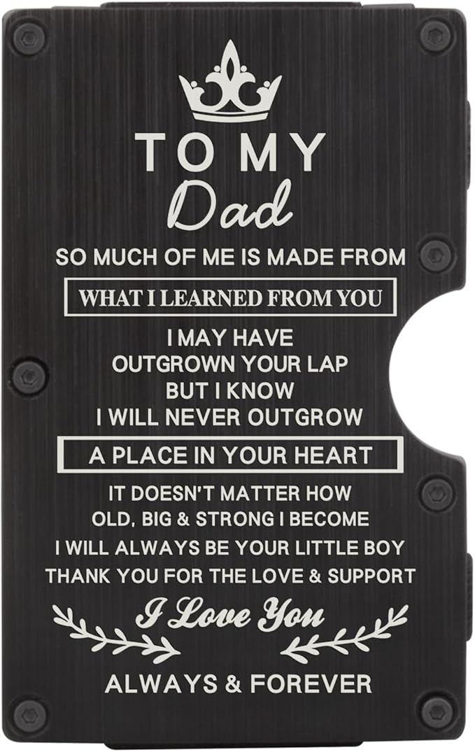 awofer Mens Personalized Carbon Fiber RFID Wallets for Dad from Daughter with Metal Money Clip Personalized gifts for Dad, Fathers Day, Birthday, Christmas Gifts Slim Minimalist Engraved Card Holder