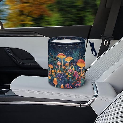 Mushroom Forest Starry Sky Car Rubbish Bag Hanging Can Reusable Compact Rubbish Holder Mini Car Organizer for Car Garbage, Easy to Install