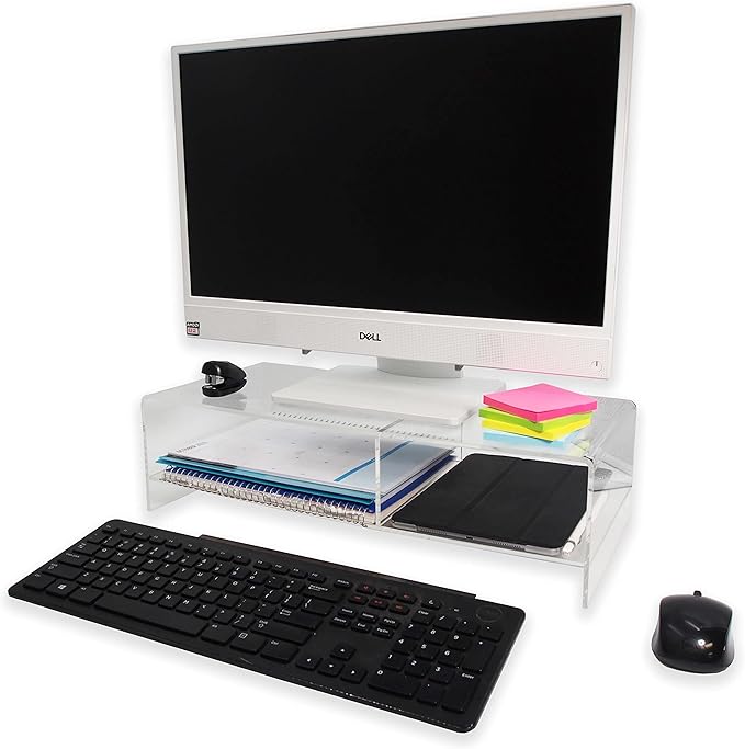 Company 4-Pack Clear 5mm Deluxe Acrylic Monitor Stand for Computers, Monitors, Laptops, Tablets, Office Use, Home Use, Desks, Tabletop, Standing Desk, Counter