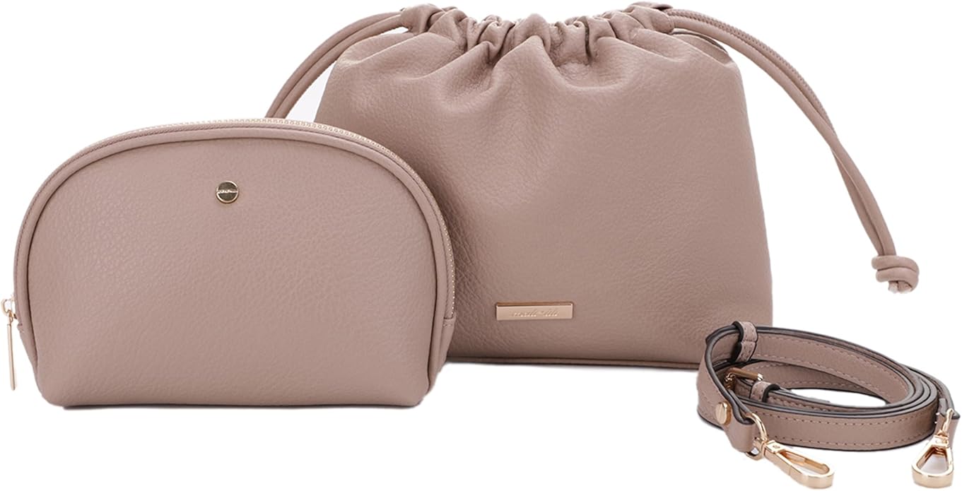 Mali+Lili Lola Beauty Bag Duo, Makeup Bag Travel Cosmetic Bag Set of 2, Vegan Leather Purse Crossbody Bags for Women and Girls, Cute Makeup Pouch, Travel Pouch, Crossbody Purses for Women | Duo