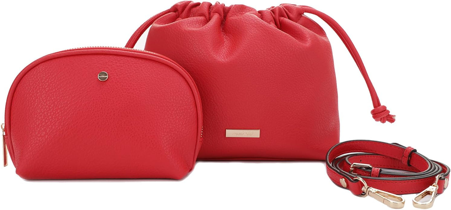 Mali+Lili Lola Beauty Bag Duo, Makeup Bag Travel Cosmetic Bag Set of 2, Vegan Leather Purse Crossbody Bags for Women and Girls, Cute Makeup Pouch, Travel Pouch, Crossbody Purses for Women | Duo