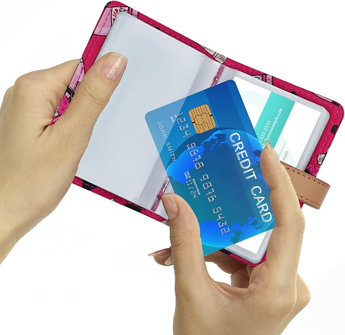 Credit Card Holder with 26 Suitable Slot, ID Card Case PU Leather Wallet for Women Men Business Organiser Pocket (Bottle)
