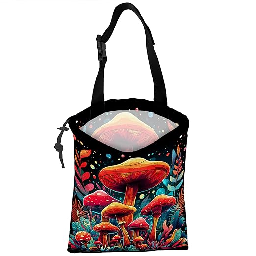 Car Trash Bag Hanging Colorful Mushrooms Car Trash Can for Back Seat Waterproof Car Trash Bin with Adjustable Straps and Drawstring for Car Accessories Vehicle Travelling Camping
