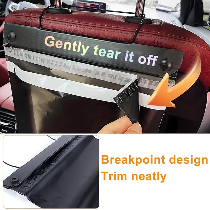 Mandark Car Trash Bag, 40PCS Disposable Large Capacity Hanging Garbage Pocket for Travel Camping, Portable Self Adhesive Auto Rubbish Pouch Accessories, Universal for Vehicles