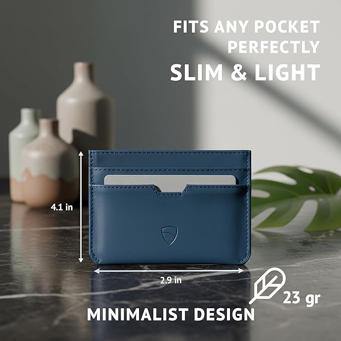 Vaultskin MOORGATE Slim Card Holder – Minimalist Leather Wallet with RFID Blocking, Front Pocket Credit Card Case for Men & Women