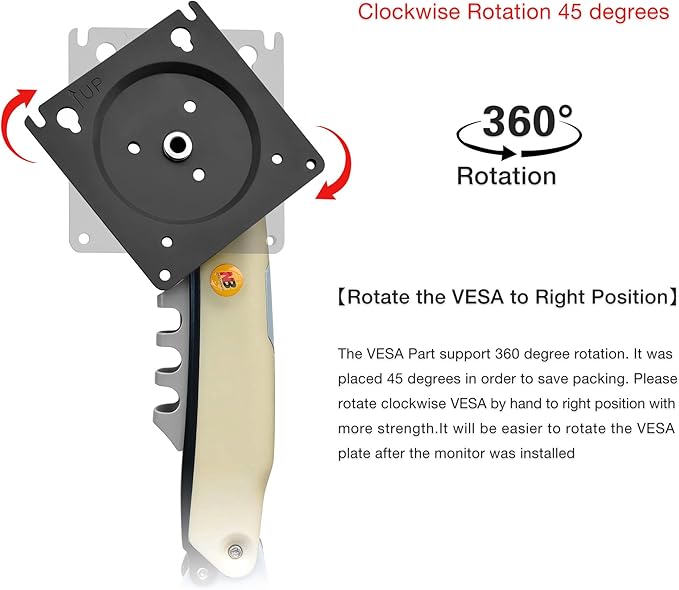 Monitor Mount,Fits 17-30" or Bigger Computer Monitors(Within 19.8lbs), Adjustable Stand with Tilt Rotation Swivel Function, Desk Mount F80 Series (Lava Yellow)