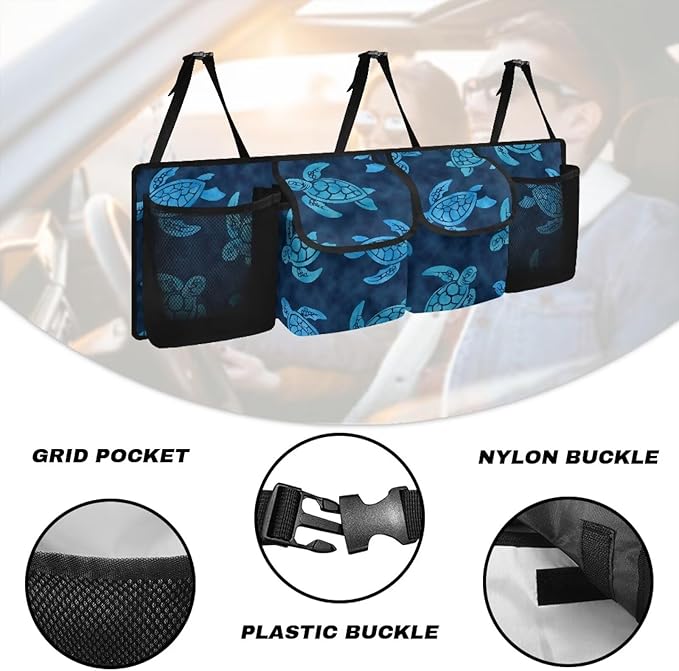 Blue Turtles Car Trunk Organizer Hanging Car Back Seat Storage Bag Collapsible Auto Cargo Bag Auto interior Accessories for Most Sedans SUV Jeep Trucks MPV