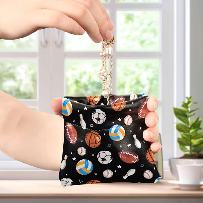 Balls Women's Waterproof PU Leather Coin Purse, Slim Travel Wallet with Zipper - Compact Card Holder & Jewelry Organizer for Cash, Keys, Lipstick